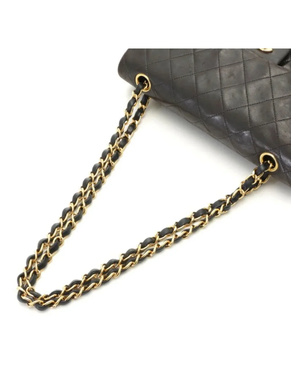 Chanel Quilted Double Flap Bag 23 Black Lambskin